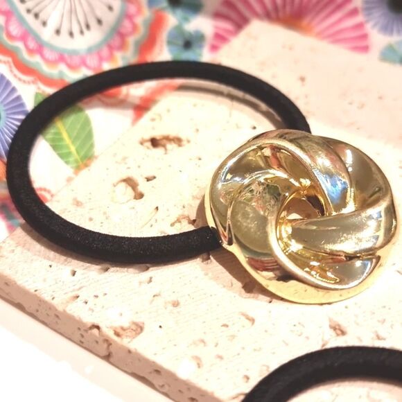 New ZARA 4pc Gold Ponytail Hair Rings - Picture 4 of 10